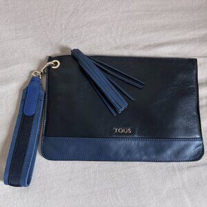 Tous Navy and Black Genuine Leather Clutch Wristlet